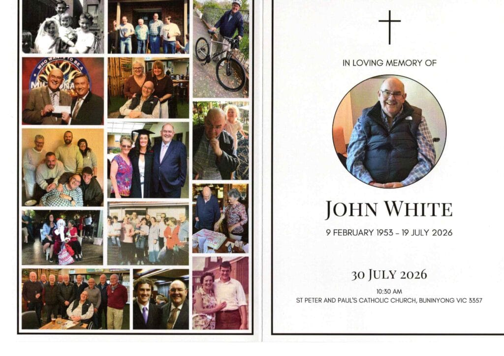 John White Tribute photo collage celebrating his life and family
