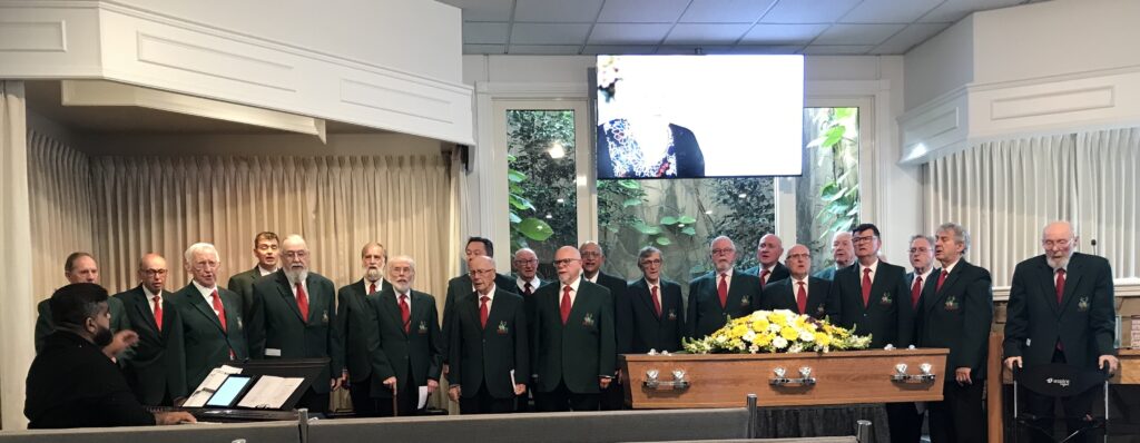 Victorian Welsh Choir performing at Joyce Panther funeral service